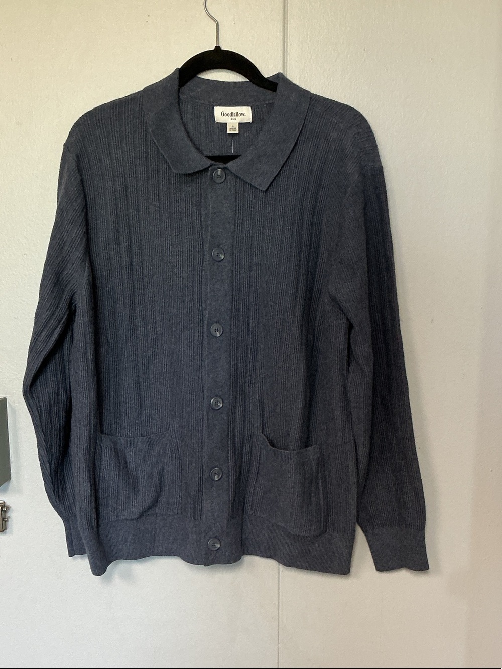 Goodfellow & Co Mens Navy Collared Cardigan Sweater
